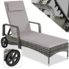 Tectake - Wicker Ligbed Cassis Ligstoel Zonnebed - Grijs -Tuinwinkel 1000077840