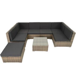 Tectake - Loungeset Venetië - Wicker - Naturel -Tuinwinkel 1000077856 0102