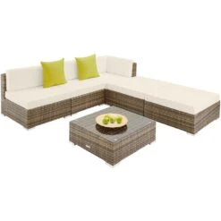 Tectake - Loungeset Parijs - Wicker - Naturel -Tuinwinkel 1000077878 0102