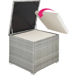 Tectake- Loungeset Pisa Met Opbergbox Kussens - Wicker - Lichtgrijs -Tuinwinkel 1000077880 0103