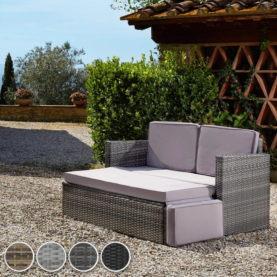 Tectake - Wicker Loungesofa Corfu - Zwart 4 Tectake - Wicker Loungesofa Corfu - Zwart - Afbeelding 2