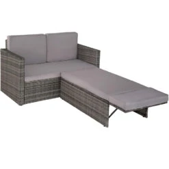 Tectake - Loungesofa Corfu-wicker Tuinset- Grijs -Tuinwinkel 1000077892 0102