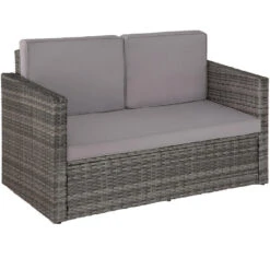 Tectake - Loungesofa Corfu-wicker Tuinset- Grijs -Tuinwinkel 1000077892 0103