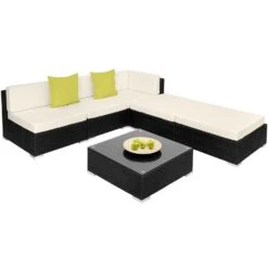 Tectake - Loungeset Parijs - Wicker - Zwart 8 Tectake - Loungeset Parijs - Wicker - Zwart -Tuinwinkel 1000077893 0102