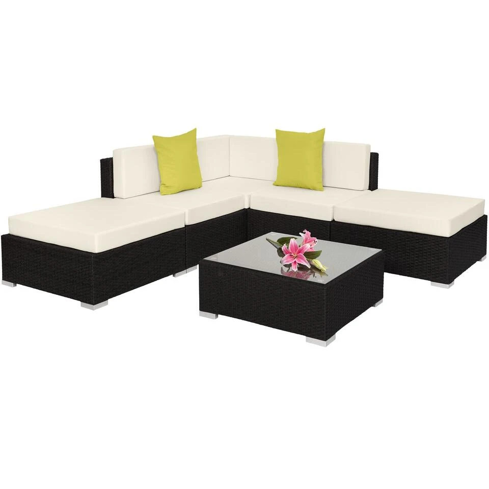 Tectake - Loungeset Parijs - Wicker - Zwart 3 Tectake - Loungeset Parijs - Wicker - Zwart