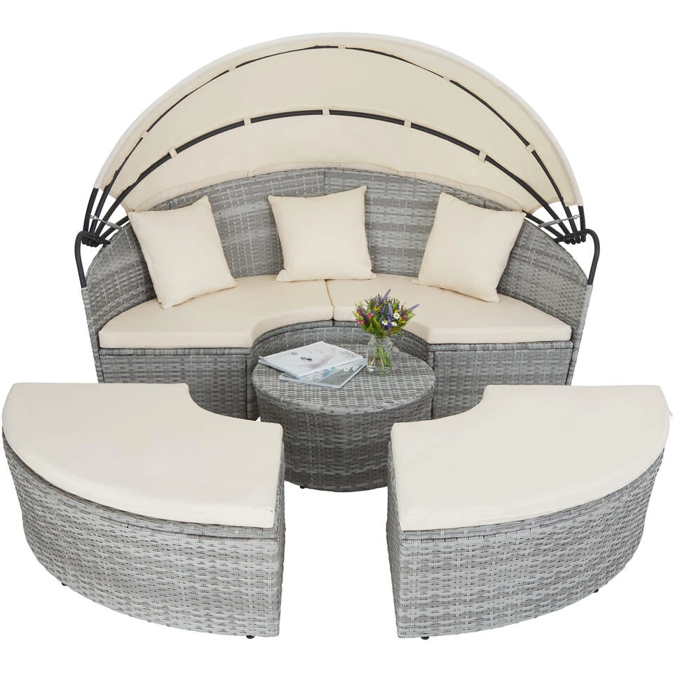Tectake - Zonne-eiland Santorini - Wicker - Lichtgrijs 5 Tectake - Zonne-eiland Santorini - Wicker - Lichtgrijs - Afbeelding 3