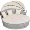 Tectake - Zonne-eiland Santorini - Wicker - Lichtgrijs -Tuinwinkel 1000077896