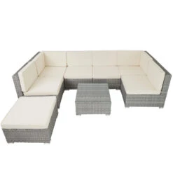 Tectake - Loungeset Venetië - Wicker - Lichtgrijs 8 Tectake - Loungeset Venetië - Wicker - Lichtgrijs -Tuinwinkel 1000077897 0102