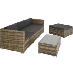 Tectake - Loungeset Florenz - Wicker - Naturel -Tuinwinkel 1000077899 0103