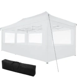Tectake - Partytent 3x6 M. Opvouwbaar- 4 Wanden- Wit
