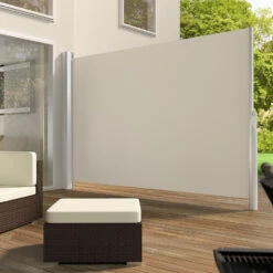Tectake - Uittrekbaar Aluminium Windscherm Tuinscherm 200 X 300 Cm Beige -Tuinwinkel 1000082551 0101