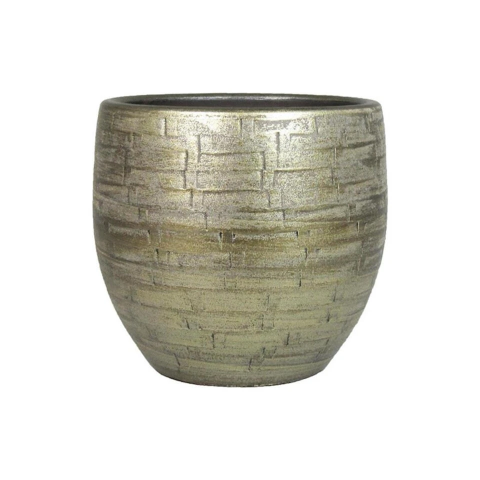 Bela Arte Plantenpot - Keramiek - Goud Glans - D29-H27 Cm 3 Bela Arte Plantenpot - Keramiek - Goud Glans - D29-H27 Cm