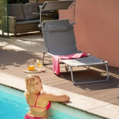 Tectake - Zonnestoel Chloe - Ligbed - Pink -Tuinwinkel 1000083088 0102