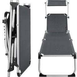 Tectake - Ligbed Zonnestoel Aurelie - Grijs -Tuinwinkel 1000083097 0103