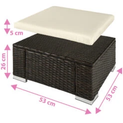 Tectake - Wicker Zitkruk Bruin Mix - 53 X 53 X 26 Cm -Tuinwinkel 1000083109 0103