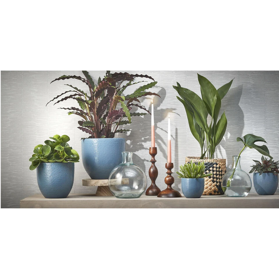 Mica Decorations Plantenpot - Terracotta - Blauw Glans - D20/H18 Cm 4 Mica Decorations Plantenpot - Terracotta - Blauw Glans - D20/H18 Cm - Afbeelding 2