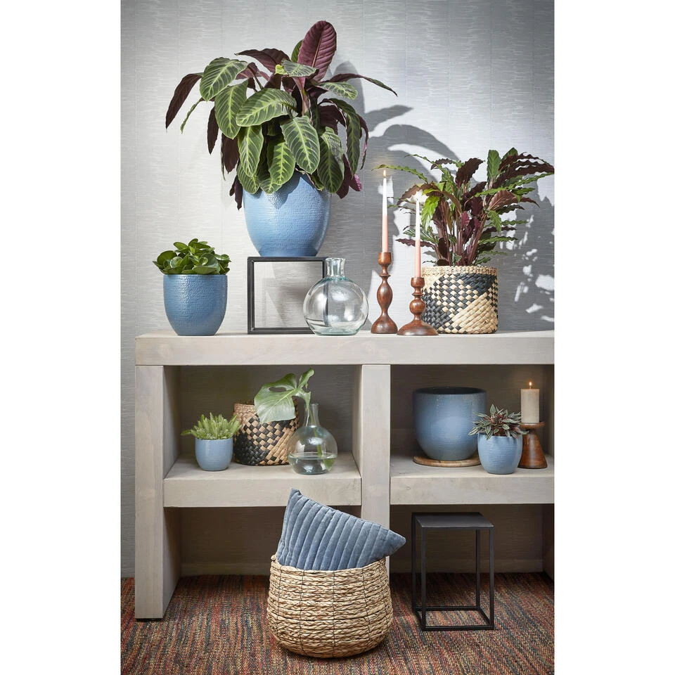 Mica Decorations Plantenpot - Terracotta - Blauw Glans - D20/H18 Cm 5 Mica Decorations Plantenpot - Terracotta - Blauw Glans - D20/H18 Cm - Afbeelding 3