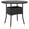 VidaXL Tuintafel Ø80x75 Cm Gehard Glas En Poly Rattan Zwart -Tuinwinkel 1000086781