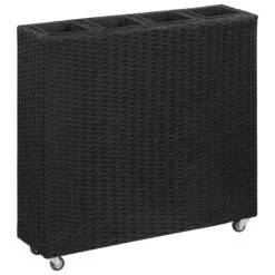 VidaXL Plantenbak Verhoogd Met 4 Potten 80x22x79 Cm Poly Rattan Zwart
