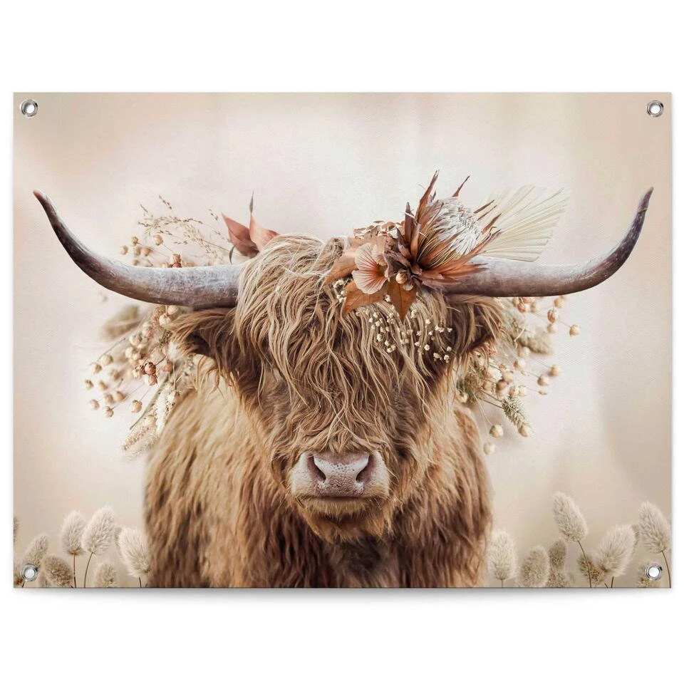 Tuinposter Highlander In Bloemen 60x80 Cm Beige 3 Tuinposter Highlander In Bloemen 60x80 Cm Beige