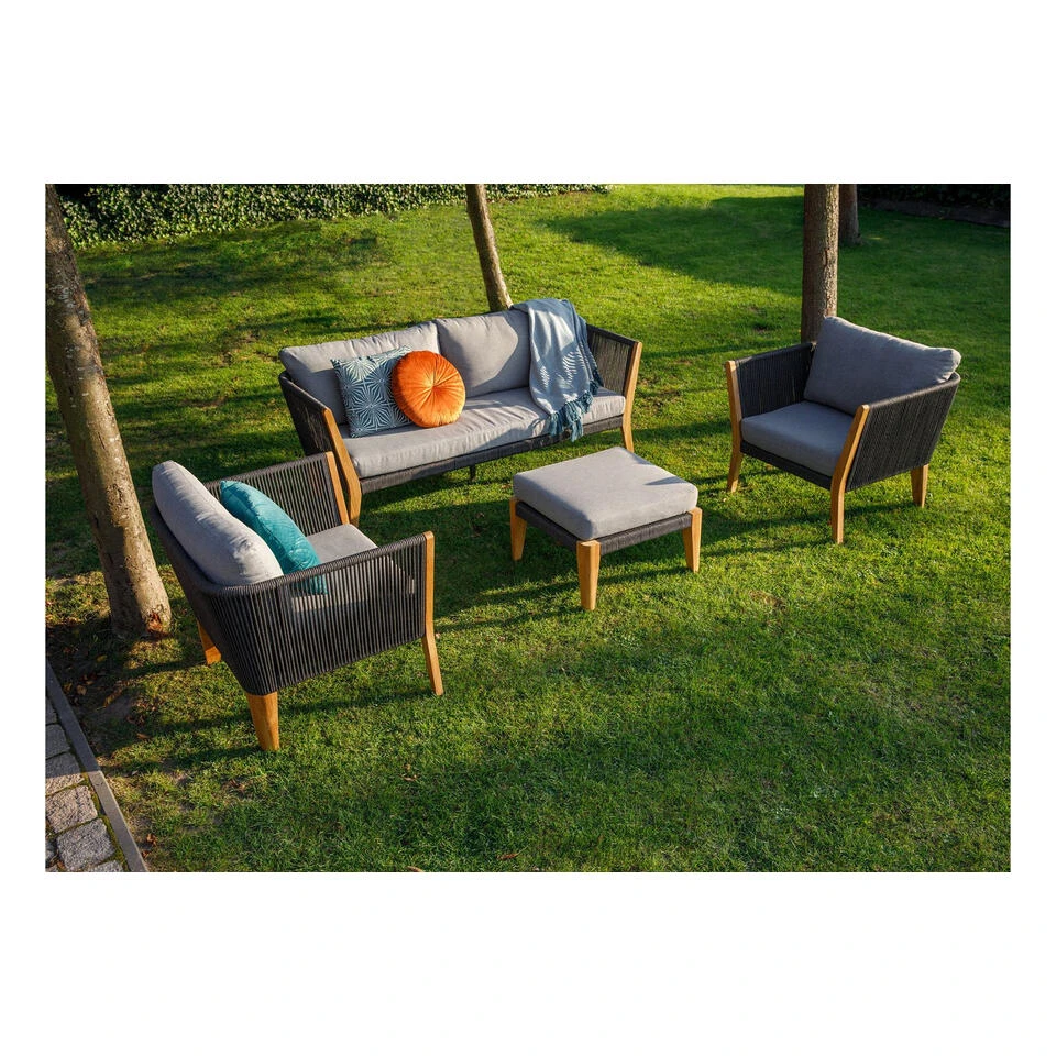 Exotan Hocker Buiten San Remo - Teak - Grijs - 31x63x63 5 Exotan Hocker Buiten San Remo - Teak - Grijs - 31x63x63 - Afbeelding 3