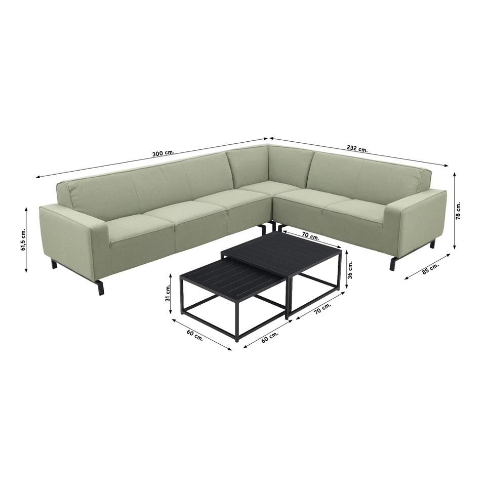 VDG Boavista/Royalty Loungeset - Hoekbank Rechts - Heritage Leaf - 5-delig 4 VDG Boavista/Royalty Loungeset - Hoekbank Rechts - Heritage Leaf - 5-delig - Afbeelding 2