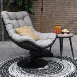 Woood Swivel Loungestoel Zwart 8 Woood Swivel Loungestoel Zwart -Tuinwinkel 1000091741 0103