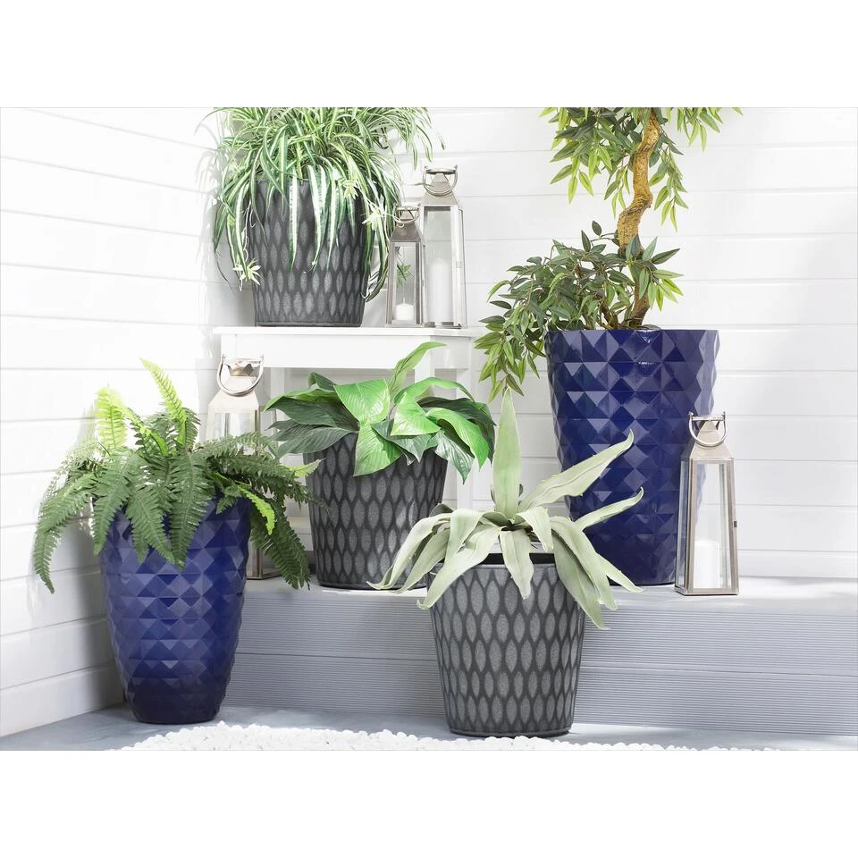 Beliani Plantenbak Voor Buiten FERIZA - Blauw Klei-vezelmengsel 4 Beliani Plantenbak Voor Buiten FERIZA - Blauw Klei-vezelmengsel - Afbeelding 2