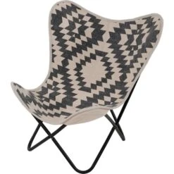 Brent Vlinderstoel Zwart/wit - Leder - Zwart