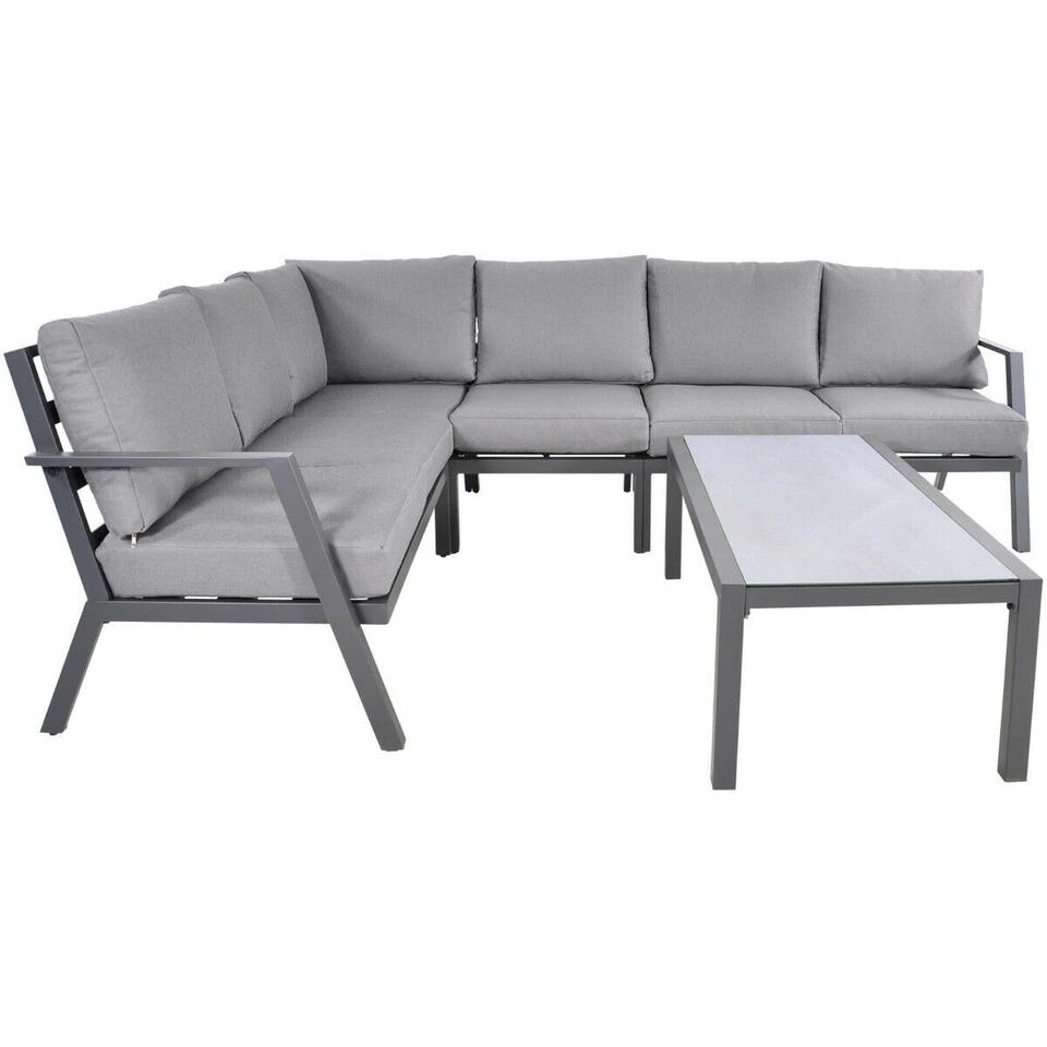 Loungehoekset Marah - Stof - Grijs 4 Loungehoekset Marah - Stof - Grijs - Afbeelding 2
