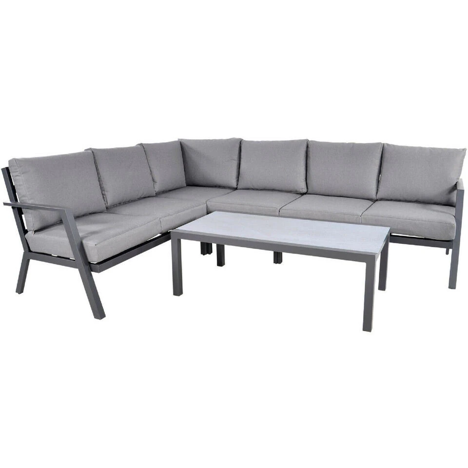 Loungehoekset Marah - Stof - Grijs 3 Loungehoekset Marah - Stof - Grijs