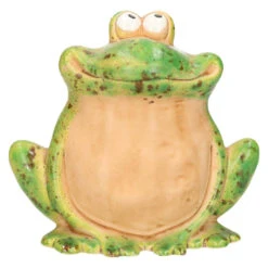 Merkloos Tuinbeeld Kikker Zittend - Kunststeen - H17 Cm - Groen