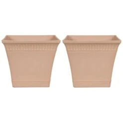 Beliani Plantenbak Voor Buiten PSATHA - Roze Stenenmix, Polyresin