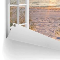 Tuinposter Zonsondergang Door Het Raam 80x60 Cm Beige -Tuinwinkel 1000096666 0102