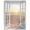 Tuinposter Zonsondergang Door Het Raam 80x60 Cm Beige -Tuinwinkel 1000096666