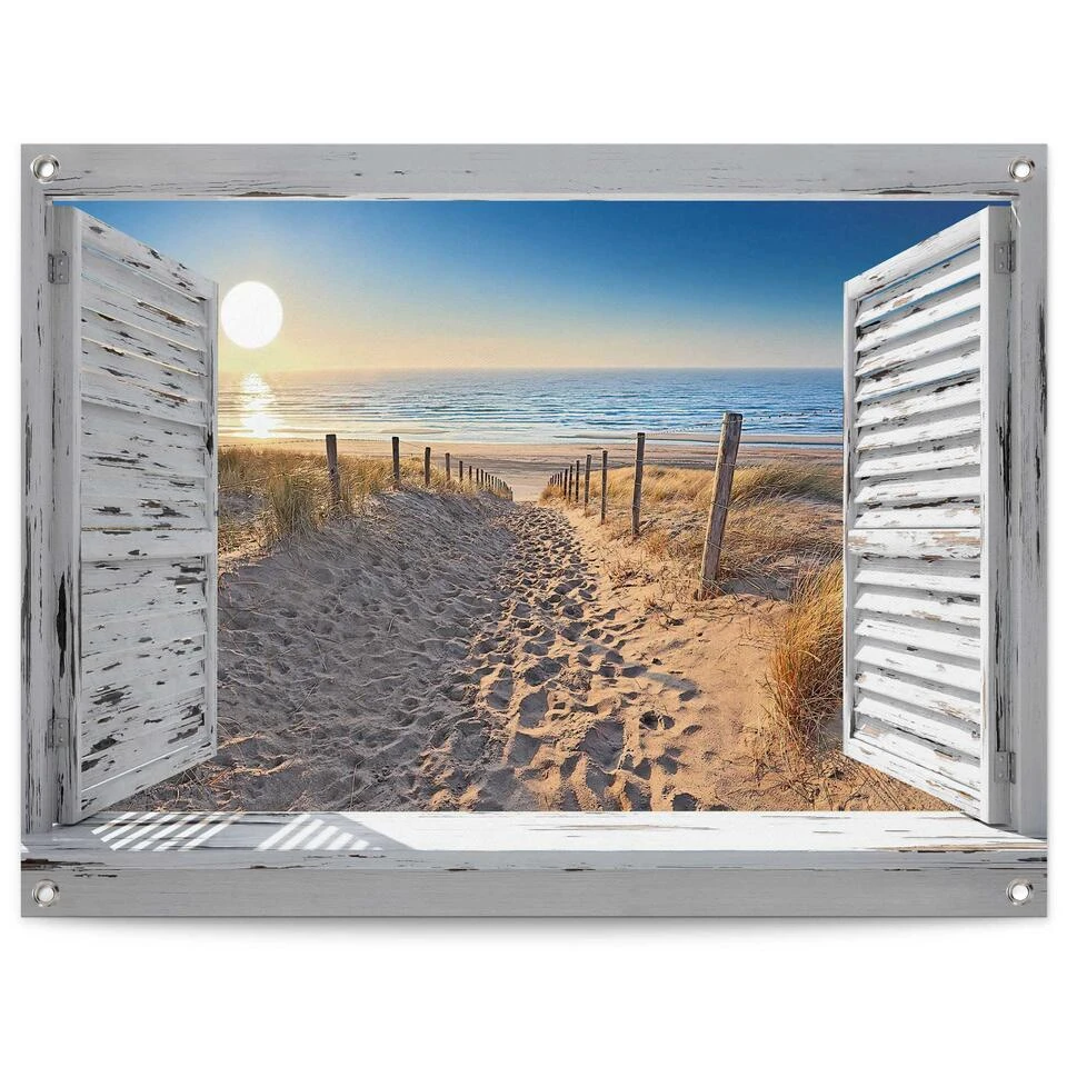 Tuinposter Duinpad Door Het Raam 60x80 Cm Beige 3 Tuinposter Duinpad Door Het Raam 60x80 Cm Beige