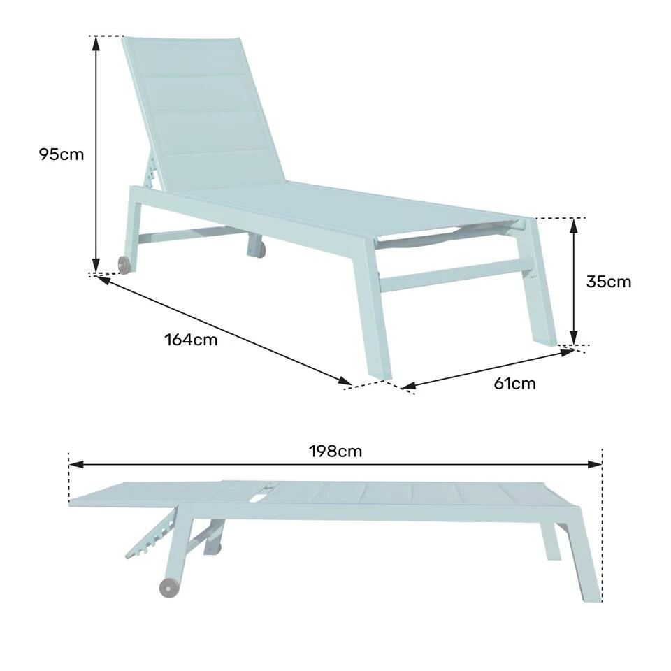Happy Garden Zonnebedden BARBADOS - Blauw - Aluminium 6 Happy Garden Zonnebedden BARBADOS - Blauw - Aluminium - Afbeelding 4