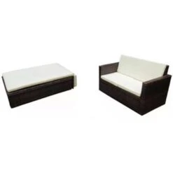 VidaXL 2-delige Loungeset Met Kussens Poly Rattan Bruin 9 VidaXL 2-delige Loungeset Met Kussens Poly Rattan Bruin -Tuinwinkel 1126d3ee4a3744eab20450a13e11d59f