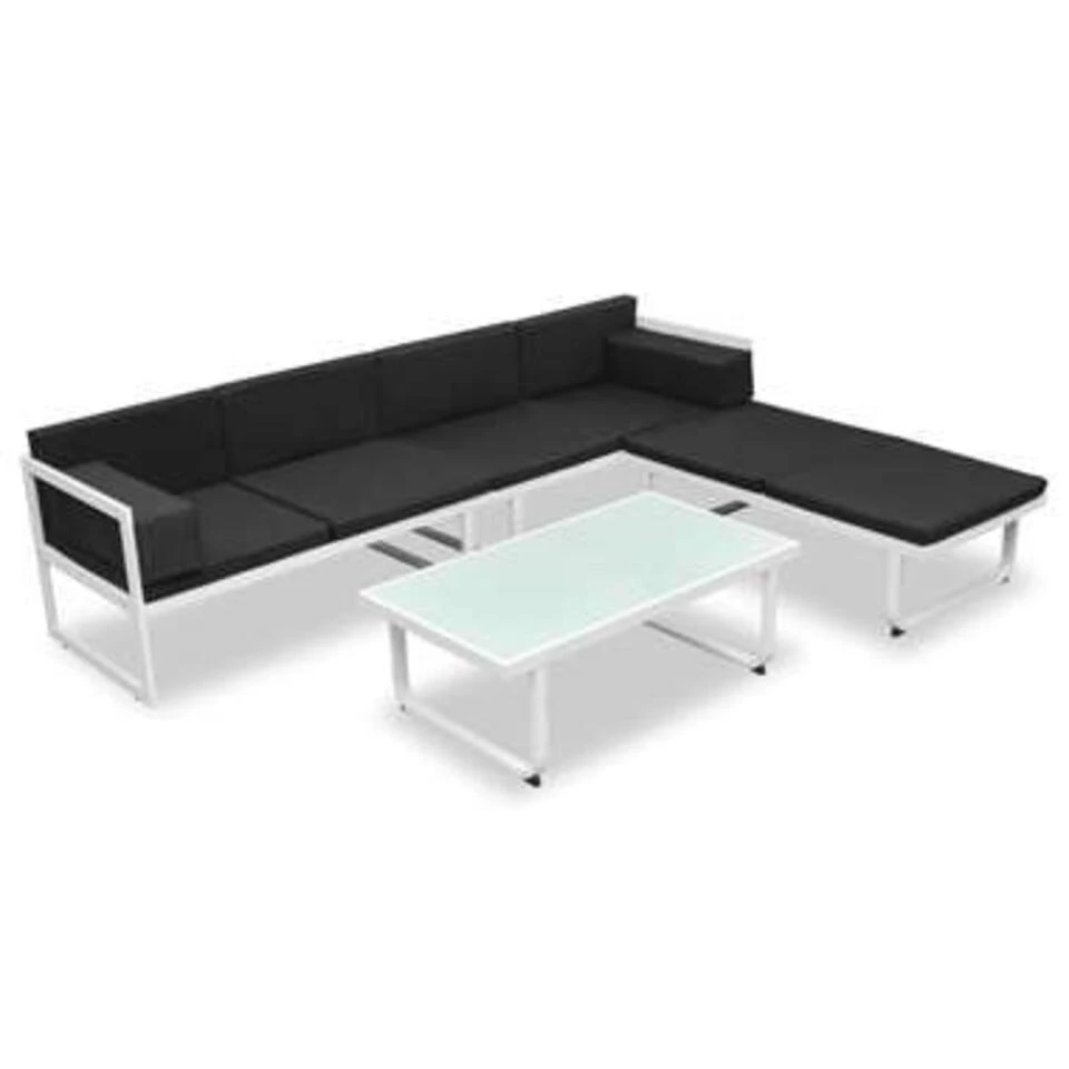 VidaXL 4-delige Loungeset Met Kussens Aluminium Zwart 3 VidaXL 4-delige Loungeset Met Kussens Aluminium Zwart