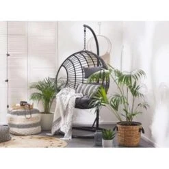 Beliani Hangstoel ASPIO - Zwart Pe Rotan -Tuinwinkel 1498029831 0102