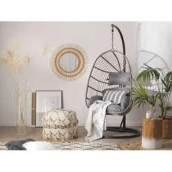 Beliani Hangstoel CASOLI - Grijs Pe Rotan -Tuinwinkel 1640452479 0101
