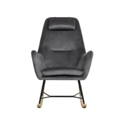 Beliani Schommelstoel ARRIE - Grijs Fluweel -Tuinwinkel 1783630521 0103