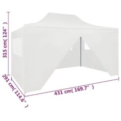 VidaXL Partytent Met 4 Zijwanden Inklapbaar 3x4,5 M Wit -Tuinwinkel 1807119416 0110