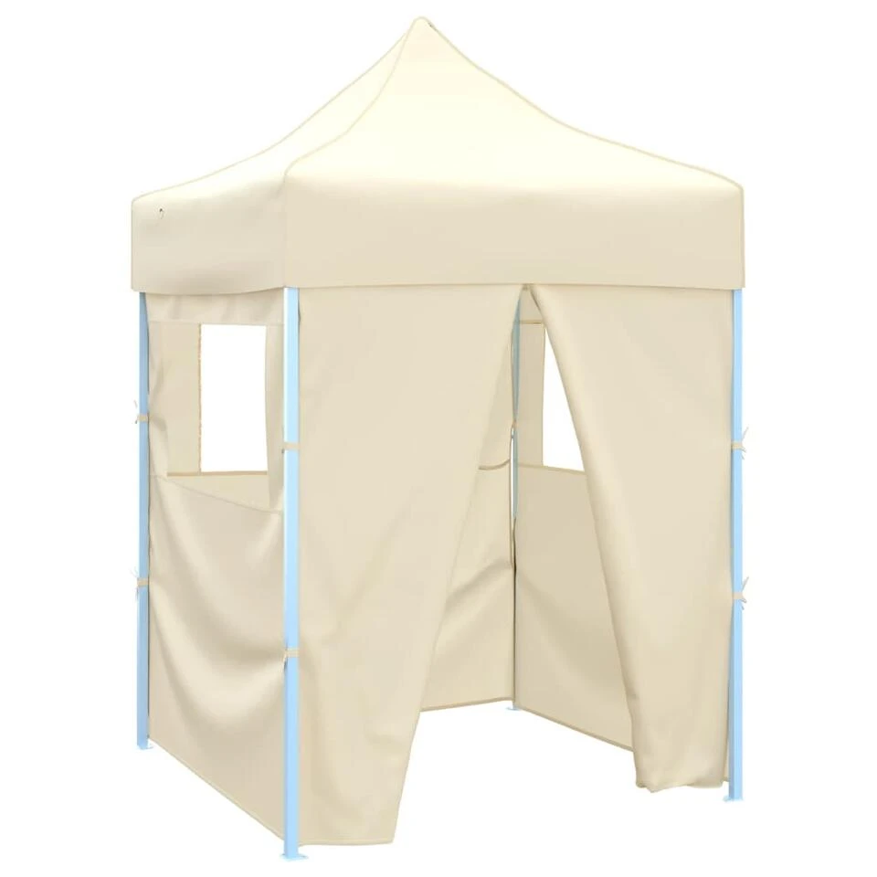 VidaXL Partytent Met 4 Zijwanden Inklapbaar 2x2 M Staal Crème 3 VidaXL Partytent Met 4 Zijwanden Inklapbaar 2x2 M Staal Crème