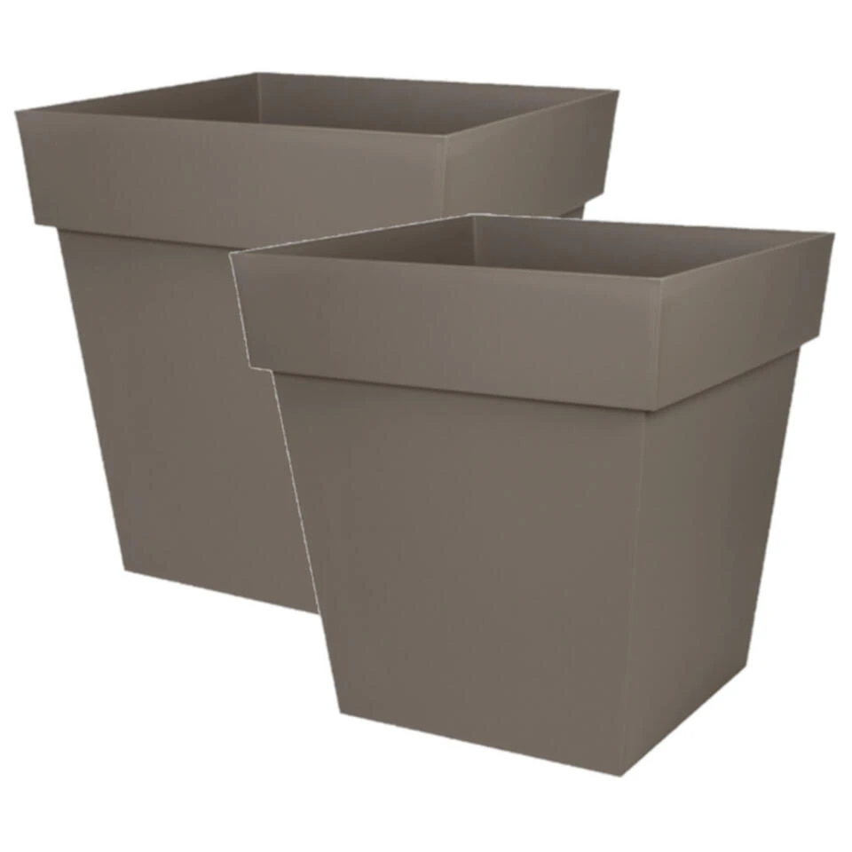 EDA Bloempot - Toscane - Vierkant - Taupe - Kunststof - L39 X H39 Cm 5 EDA Bloempot - Toscane - Vierkant - Taupe - Kunststof - L39 X H39 Cm - Afbeelding 3