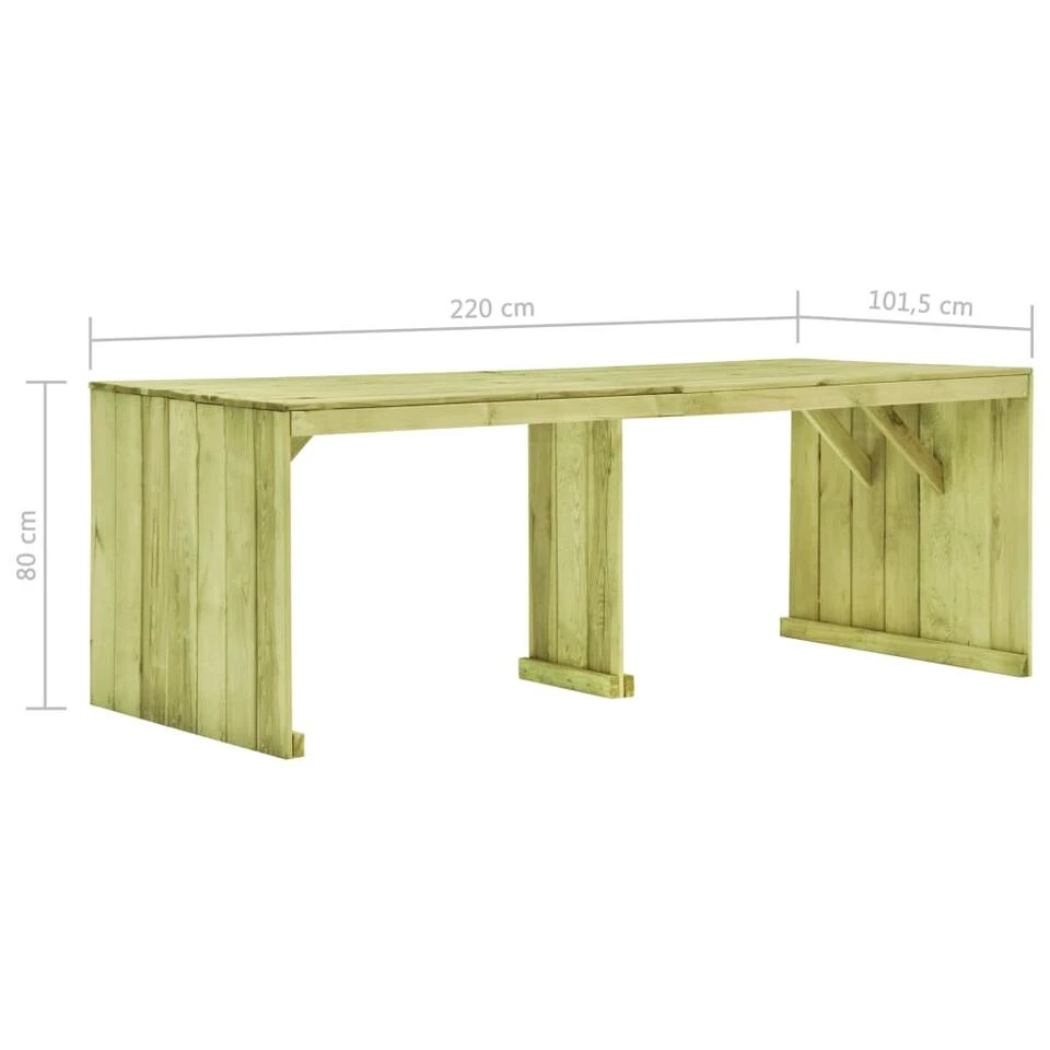 VidaXL Tuintafel 220x101,5x80 Cm Geïmpregneerd Grenenhout 6 VidaXL Tuintafel 220x101,5x80 Cm Geïmpregneerd Grenenhout - Afbeelding 4