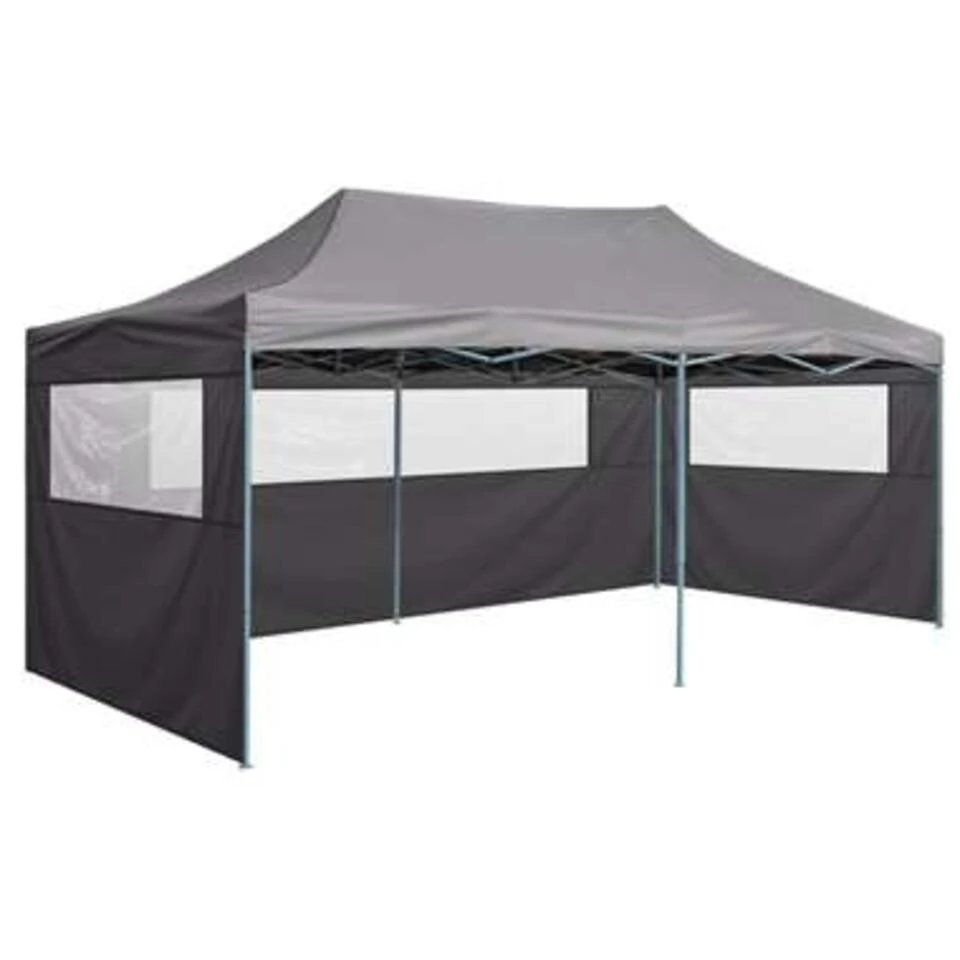 VidaXL Partytent Met 4 Zijwanden Inklapbaar 3x6 M Staal Antraciet 5 VidaXL Partytent Met 4 Zijwanden Inklapbaar 3x6 M Staal Antraciet - Afbeelding 3