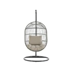 Beliani Hangstoel ALBA - Zwart Pe Rotan -Tuinwinkel 271472dcb940475fb0a70c6c385fb322