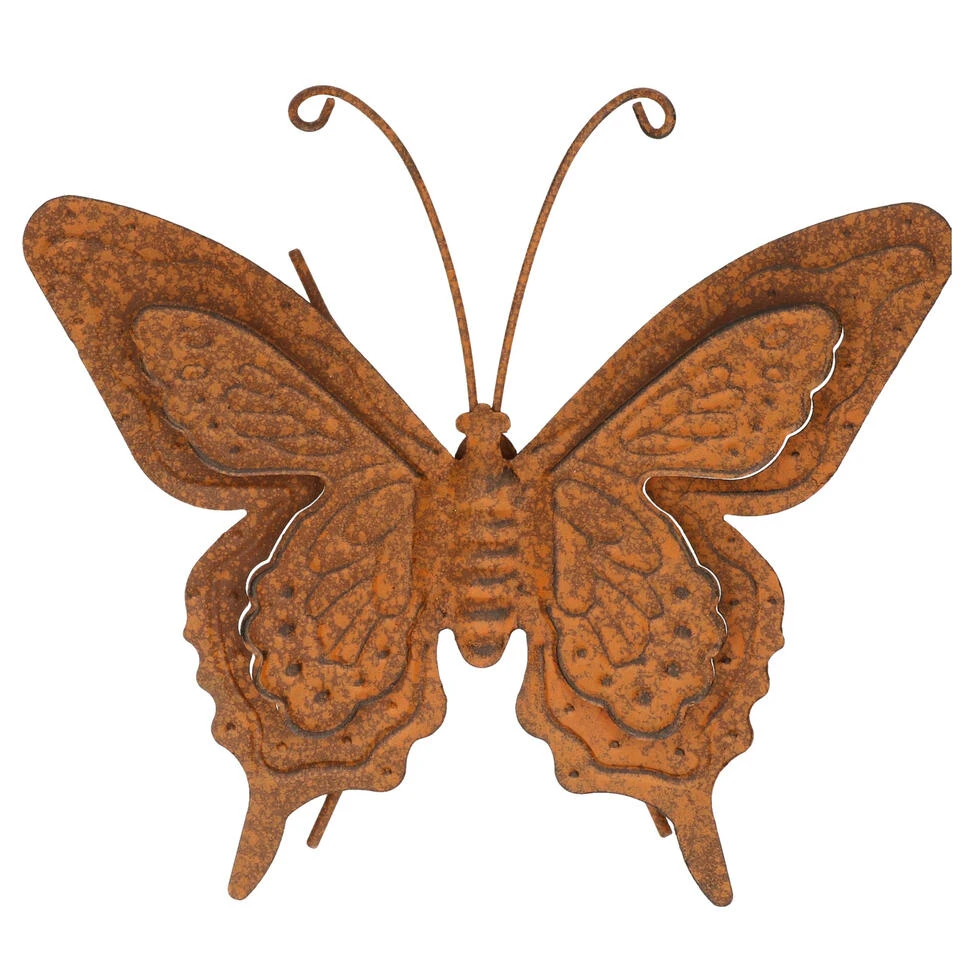 Decoris Muurvlinders - 2x - Tuindecoratie Vlinder - Metaal - Bruin - 23 Cm 5 Decoris Muurvlinders - 2x - Tuindecoratie Vlinder - Metaal - Bruin - 23 Cm - Afbeelding 3