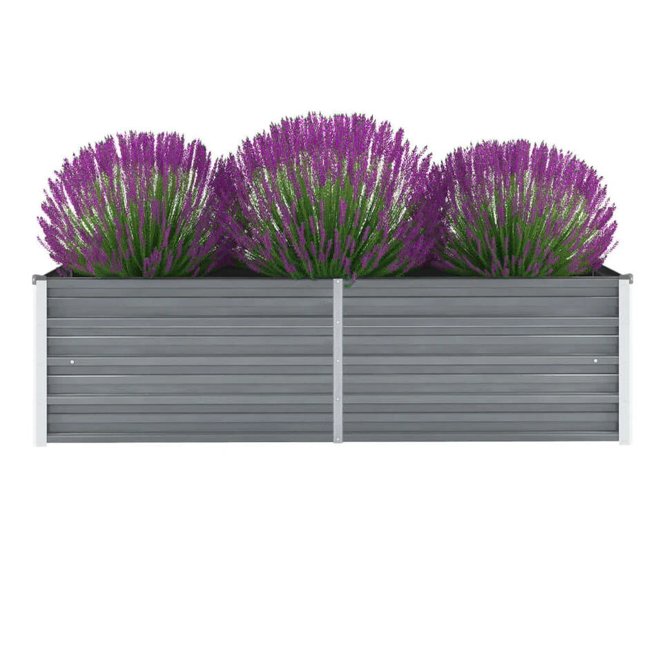 VidaXL Plantenbak Verhoogd 160x40x45 Cm Gegalvaniseerd Staal Grijs 4 VidaXL Plantenbak Verhoogd 160x40x45 Cm Gegalvaniseerd Staal Grijs - Afbeelding 2